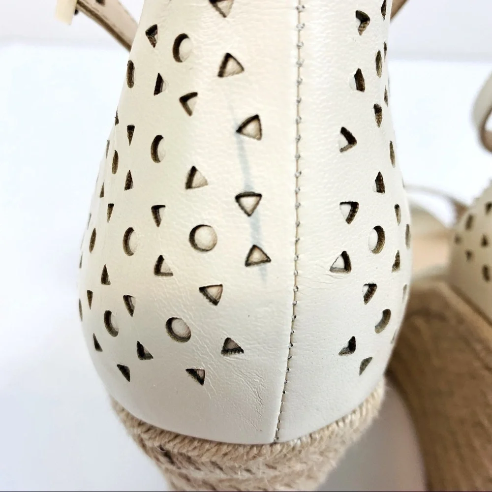 Botkier Jamie Preforated Leather Espadrille Wedge Sandal Size 10